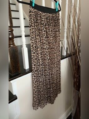 Leopard Print Cropped Palazzo Pants - Brown